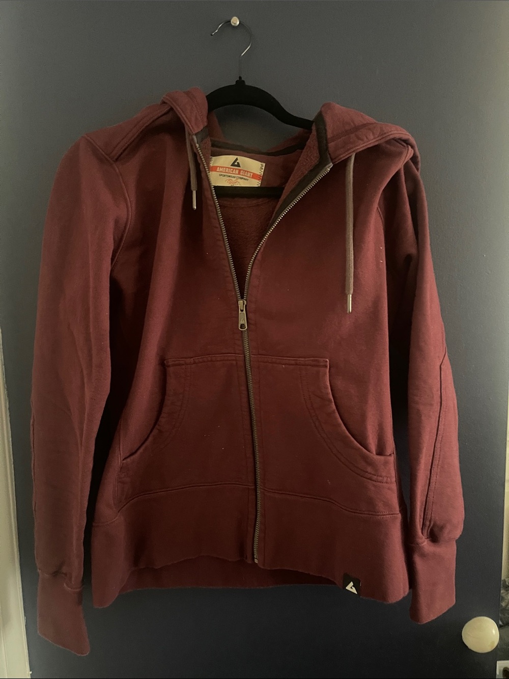 American Giant Maroon Zip Hoodie